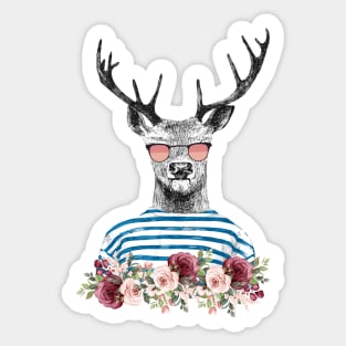 Cool Retro Deer Artwork, Dope Streetwear Deer Art Sticker